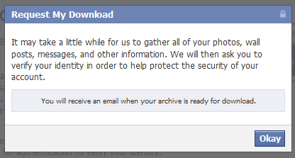 Request my download window in facebook