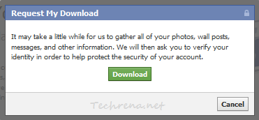 Request my download window in facebook