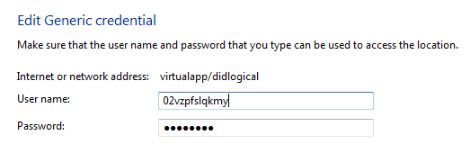 Virtualapp Didlogical user credentials