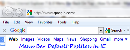 menu bar position in IE