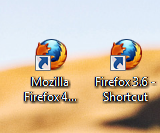 Firefox desktop shortcuts two different builds
