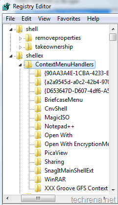 Shell Context Menu Handlers in regedit