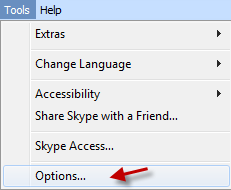 skype options in the tools menu