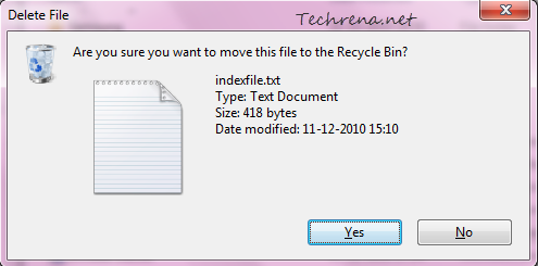 Delete file confirmation in Windows 7