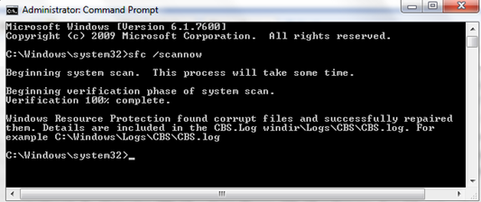 Sfc /scannow command scan repair successfull