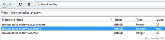Firefox 4 taskbar previews config