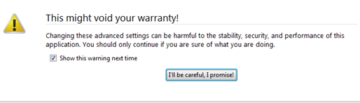 Firefox about:config warning