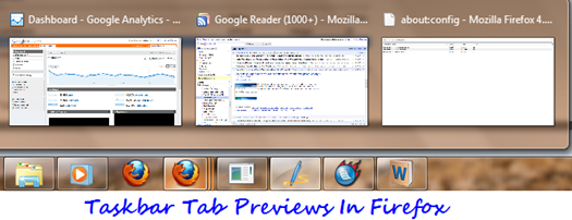 Multiple tasbar tab previews