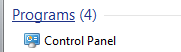 Control panel start menu