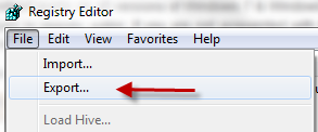Regedit export backup
