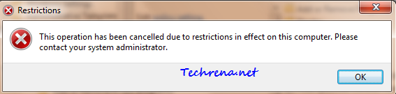 control panel restriction error