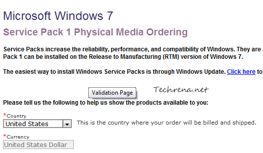 Windows 7 SP1 Physical Media Order