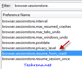 session restore firefox settings