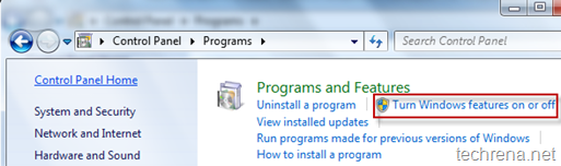 Programs and features in Windows 7