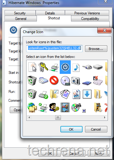 change shortcut icon