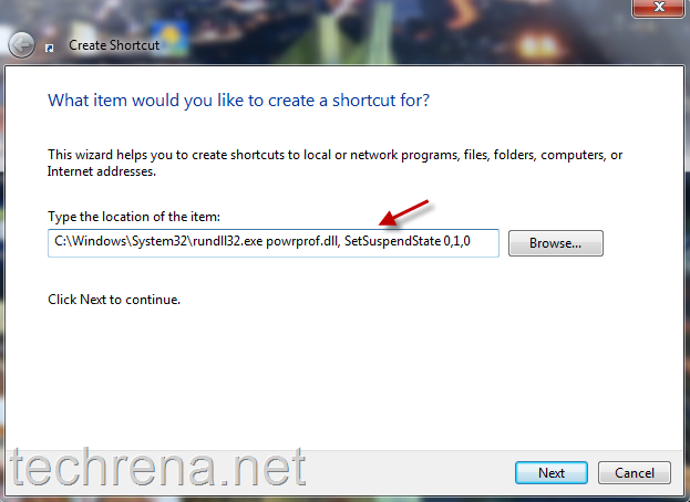 setup shortcut for hibernate 