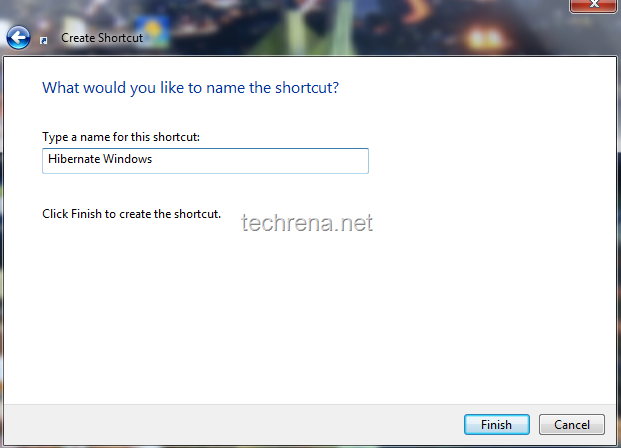 rename hibernate windows shortcut