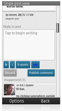 WordPress new post in nokia