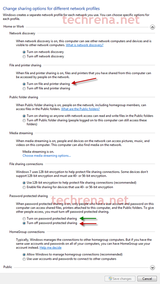 network and sharing advance settings