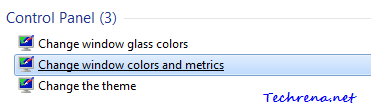change window colors start menu search result