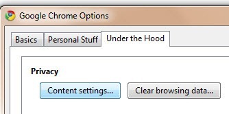 Chrome options under the hood