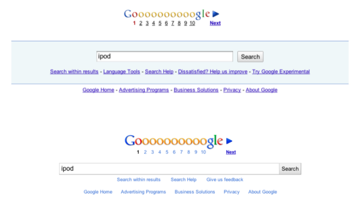 Google footer comparision