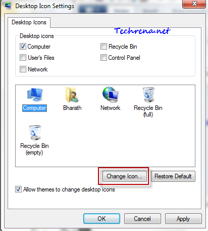 desktop computer icon. desktop icon settings for