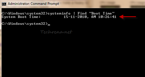 system boot time in cmd