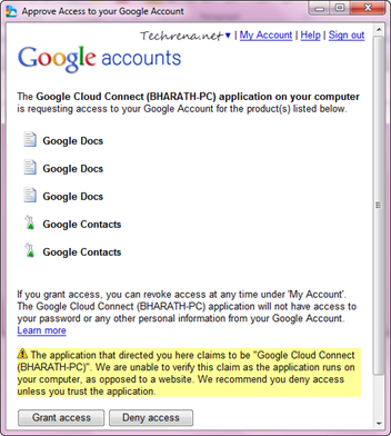 Approve access Google account settings