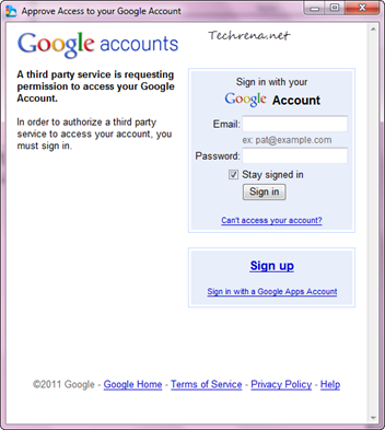 Approve access to Google account