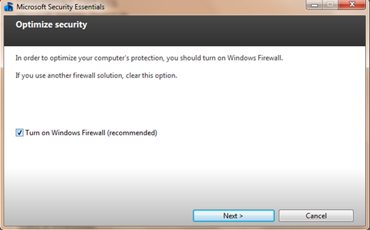 Windows firewall in MSE