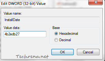 InstallDate regedit value