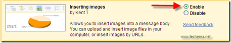 enable inserting images lab feature in Gmail