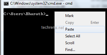 paste file path in cmd