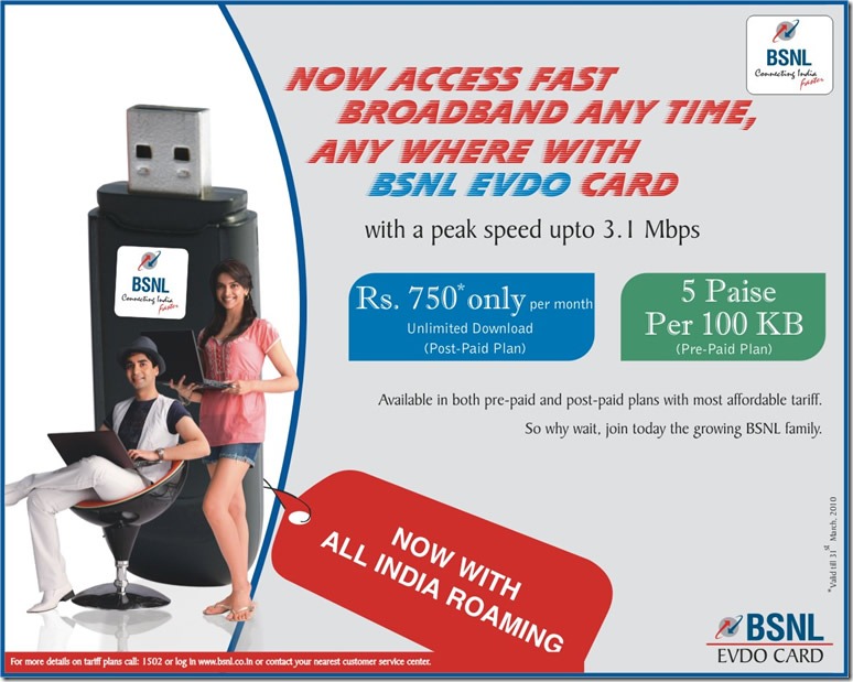 bsnl evdo broadband  usage