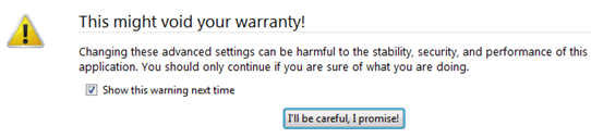 About:config Firefox warning