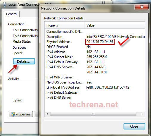 find network mac address on old windows installation