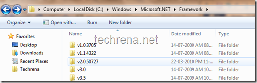 .NET Framework folder windows