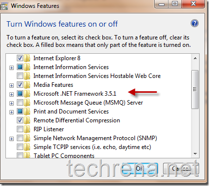 Windows features .Net Framework