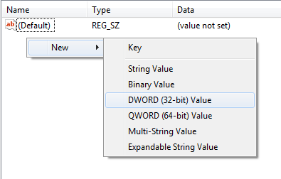 Creating a new DWORD in regedit