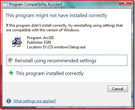 This program might not have installed correctly error in Windows vista and Windows 7