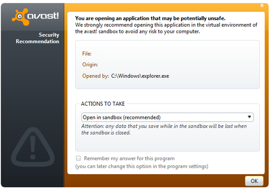 Avast AutoSandbox screenshot