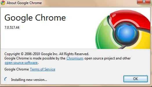 Google Chrome updating