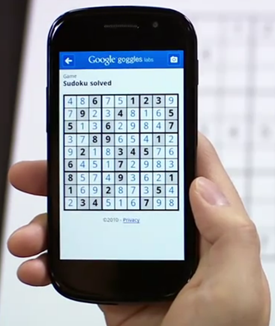 Google Goggles Sudoku solved