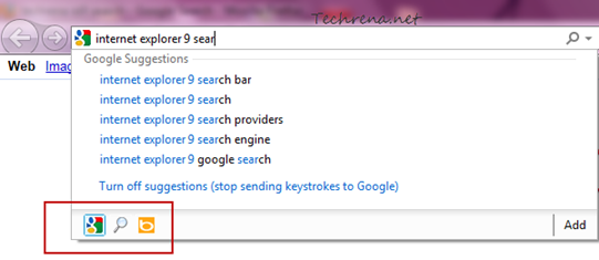 IE9 Search Engine address bar
