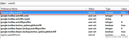 Autofill in browser urlbar