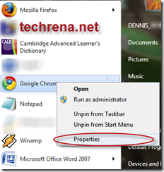 Google Chrome Properties