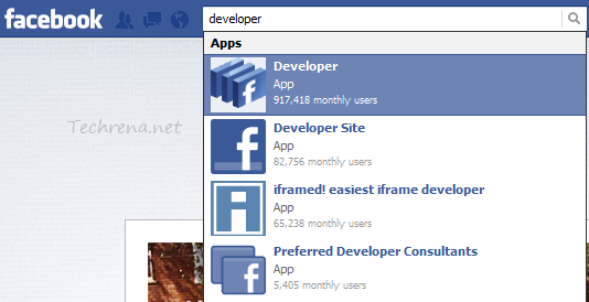 Facebook Developer app search