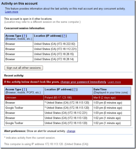 gmail suspicious activity warning