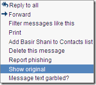 show original message headers in Gmail